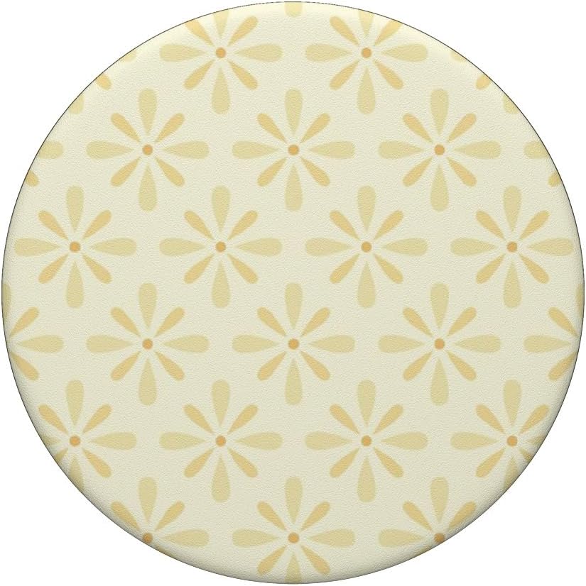 Beige Yellow Daisy Pattern PopSockets Adhesive PopGrip