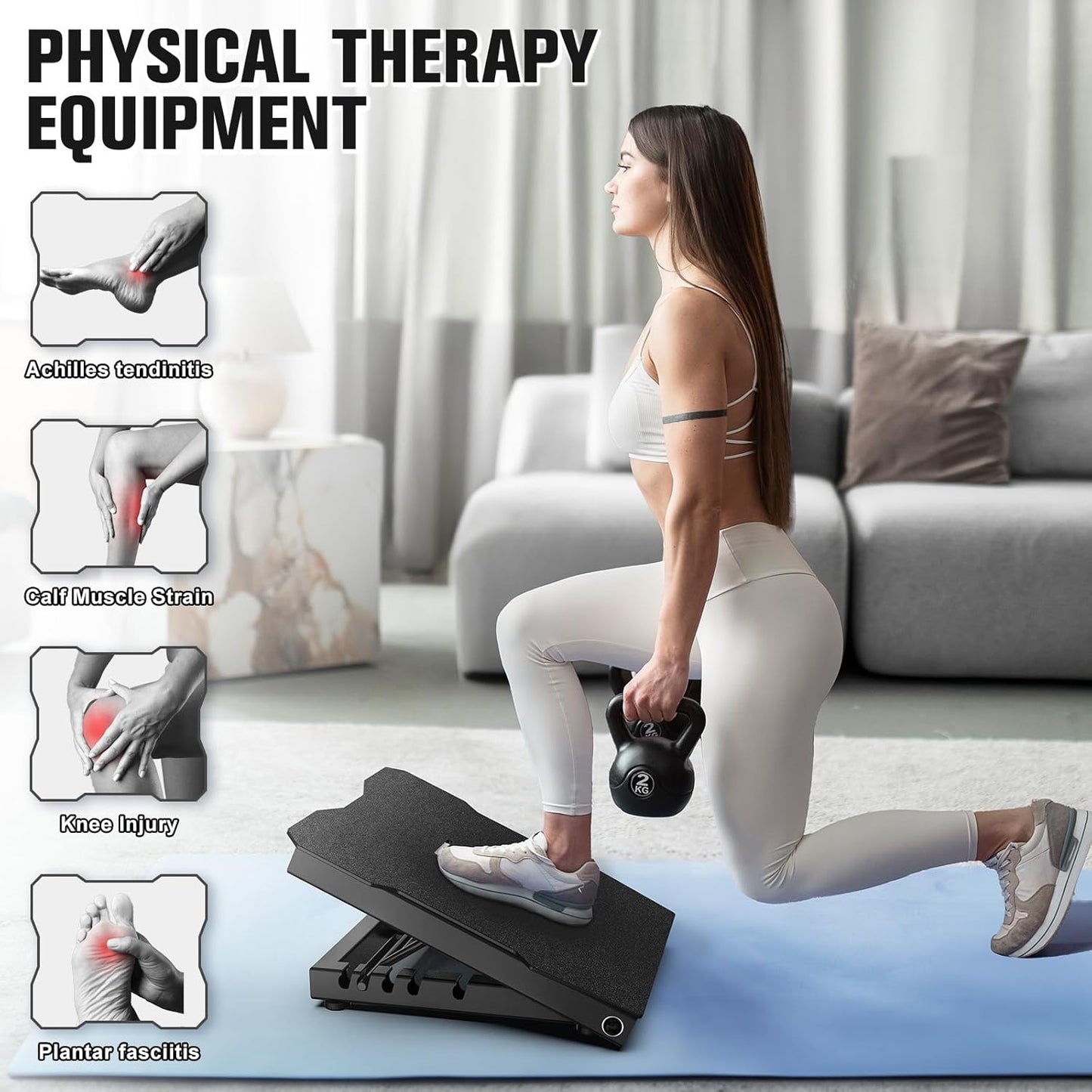 Steel Slant Board Calf Stretcher, 600 Lbs Weight Capacity 5-Level Adjustable Incline Board Squat Wedge Achilles Ankle Stretcher Non-Slip Surface for Squat, Fitness, Physical Therapy