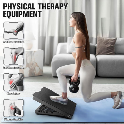 Steel Slant Board Calf Stretcher, 600 Lbs Weight Capacity 5-Level Adjustable Incline Board Squat Wedge Achilles Ankle Stretcher Non-Slip Surface for Squat, Fitness, Physical Therapy