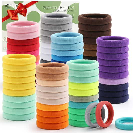 100PCS Colorful Seamless Elastic Hair Ties No Damage for Women | Stretchy Hair Bands, Soft Ponytail Holders for Thick Thin Hair, Perfect for Daily Braid, Hair Accessories for Girl, 30 Colors