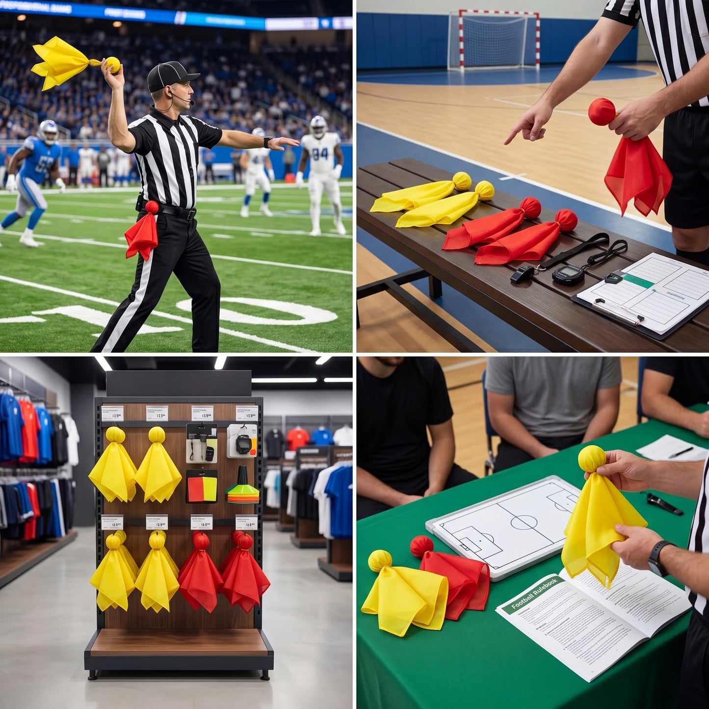 6 Pack Football Penalty Flags Tossing Flags Sports Fan Set Party Accessories for Football Theme(Yellow and Red)