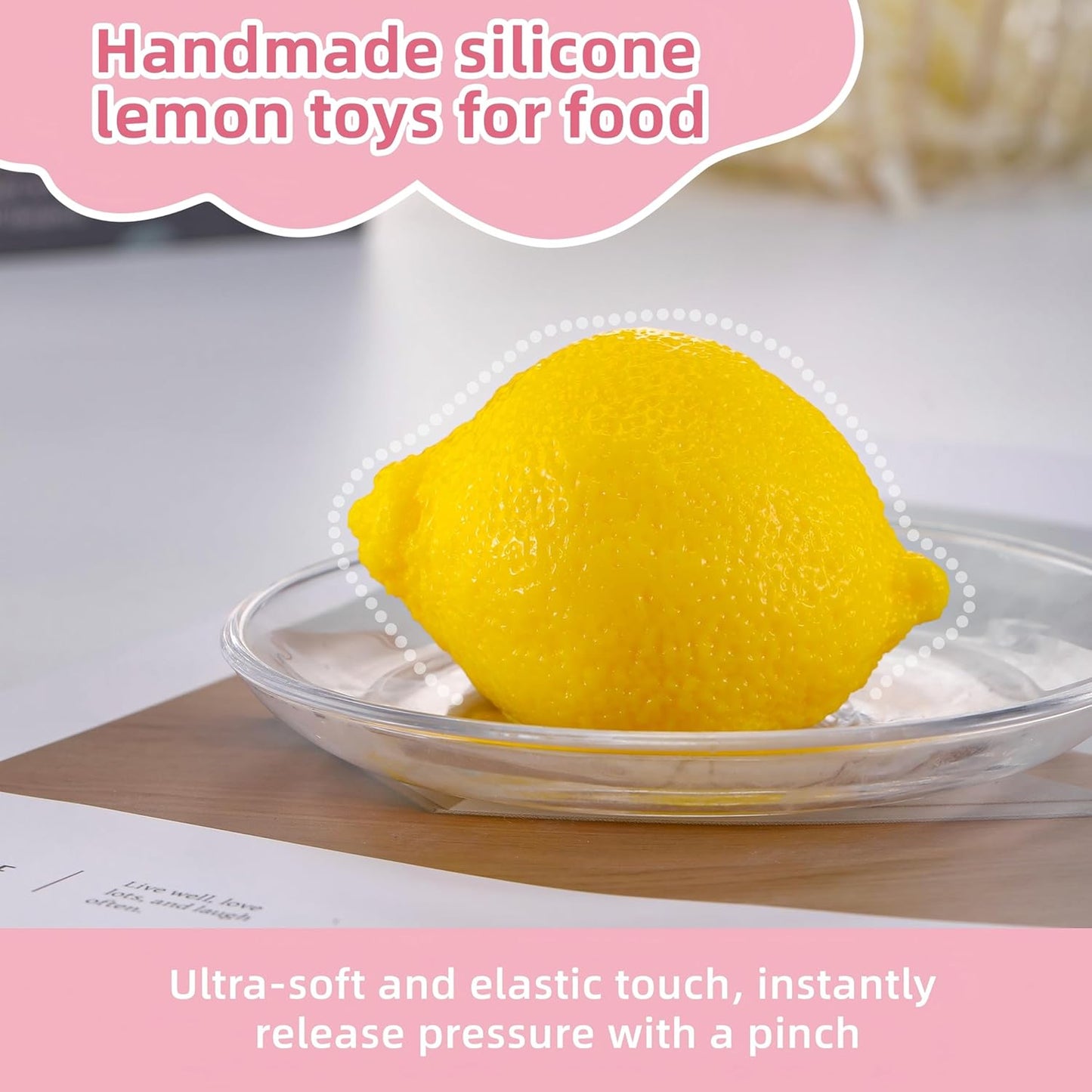 Taba Handmade Squishy Lemon Premium Non-Toxic Silicone Toy | Ultra-Soft Squishy Fidget Toy for Anxiety and Focus, Cute & Collectible Sensory Gift for Kids and Adults (Yellow)