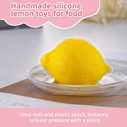 Taba Handmade Squishy Lemon Premium Non-Toxic Silicone Toy | Ultra-Soft Squishy Fidget Toy for Anxiety and Focus, Cute & Collectible Sensory Gift for Kids and Adults (Yellow)