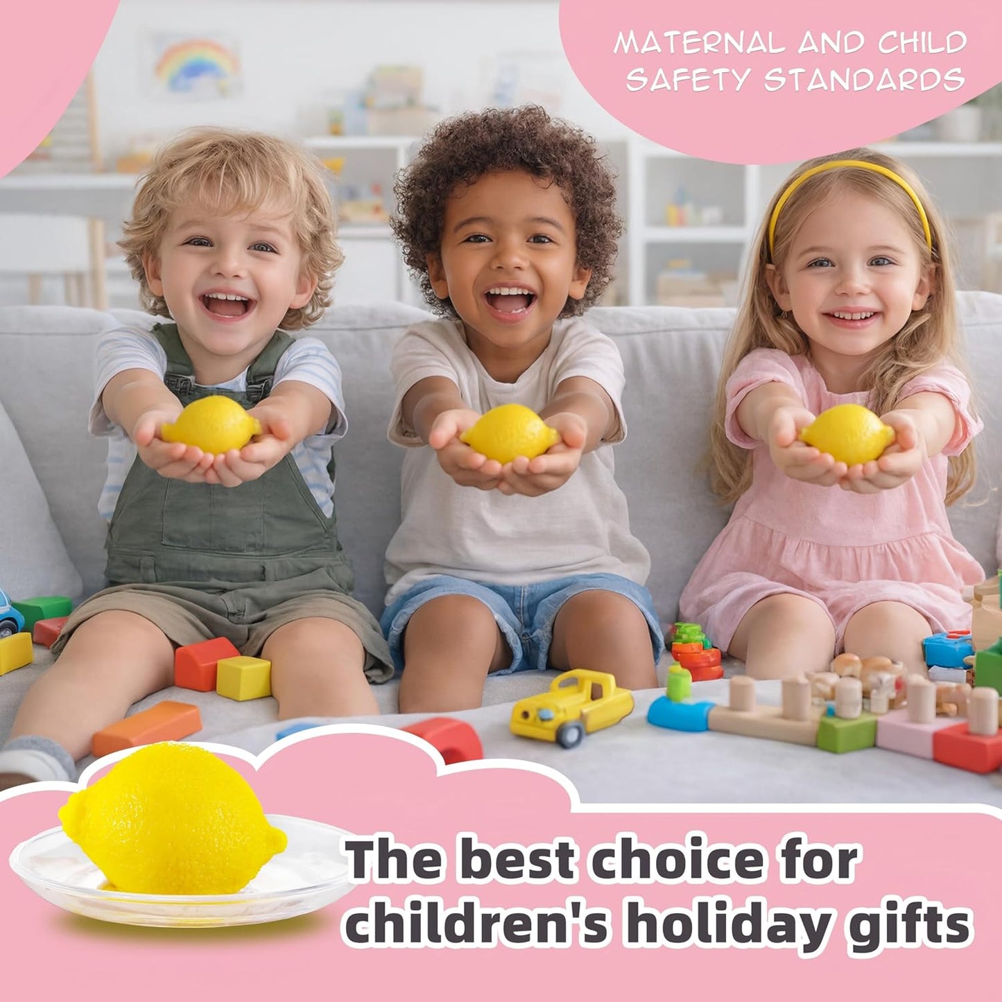 Taba Handmade Squishy Lemon Premium Non-Toxic Silicone Toy | Ultra-Soft Squishy Fidget Toy for Anxiety and Focus, Cute & Collectible Sensory Gift for Kids and Adults (Yellow)