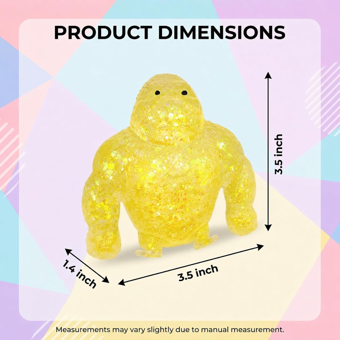 Squishy Monkey Fidget Toys, Sugar Squishy Gorilla for Adults Teens, Slow Rising Gorilla Squeeze Toys Jelly Sensory Stress Ball for Anxiety Relief Birthday Christmas Party Office Home Travel, Yellow