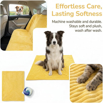Emotional Support Blanket Yellow, Yellows Dog Blanket, Soft Faux Rabbit Fur for Dogs & Cats, Calming Security Blankets, Comfortable for Kennels, Sofas, Beds, Car Seats (Yellow,27.55″×39.37″)