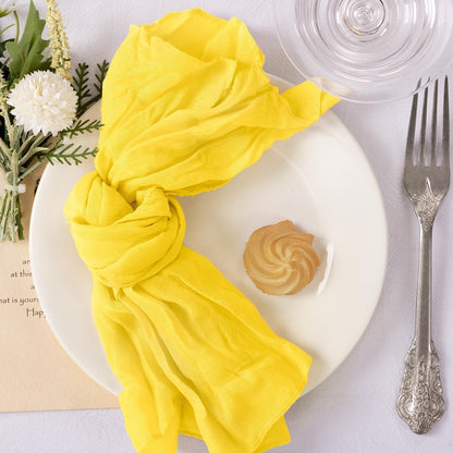 Cloth Napkins Set of 24 21"x21" Reusable Cheesecloth Napkins Bulk Yellow | Boho Rustic Dinner Napkins Washable Gauze Table Napkins Cloth Hemmed Edges for Wedding Bridal Shower Family Gathering Decor