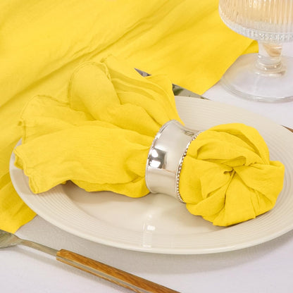 Cloth Napkins Set of 24 21"x21" Reusable Cheesecloth Napkins Bulk Yellow | Boho Rustic Dinner Napkins Washable Gauze Table Napkins Cloth Hemmed Edges for Wedding Bridal Shower Family Gathering Decor