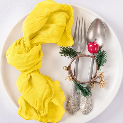 Cloth Napkins Set of 24 21"x21" Reusable Cheesecloth Napkins Bulk Yellow | Boho Rustic Dinner Napkins Washable Gauze Table Napkins Cloth Hemmed Edges for Wedding Bridal Shower Family Gathering Decor