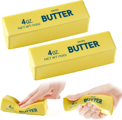 2PCS Butter Squishy, Slow Rising Squeeze Toys, Butter Stick Toys (Yellow) | Fidget Toys and Stress Balls Squishies for Office Desk Toys, Party Favors & Birthday Gifts