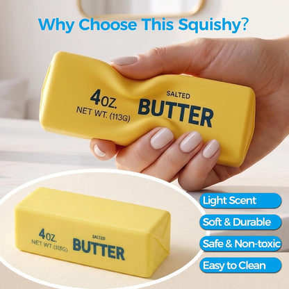 2PCS Butter Squishy, Slow Rising Squeeze Toys, Butter Stick Toys (Yellow) | Fidget Toys and Stress Balls Squishies for Office Desk Toys, Party Favors & Birthday Gifts