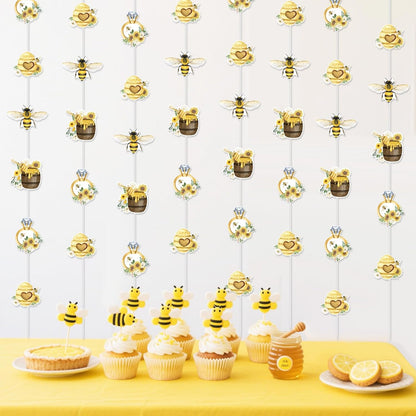 Bee Bridal Shower Decoration, 24pcs She Found Her Honey Decoration Hanging Garland Streamer Double-Sided Yellow Hanging Banner for Bride to Bee Bachelorette Engagement Wedding Party