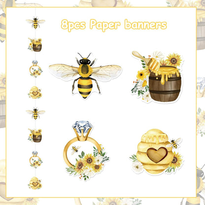 Bee Bridal Shower Decoration, 24pcs She Found Her Honey Decoration Hanging Garland Streamer Double-Sided Yellow Hanging Banner for Bride to Bee Bachelorette Engagement Wedding Party