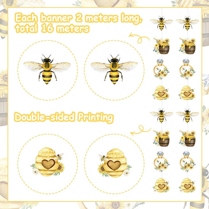 Bee Bridal Shower Decoration, 24pcs She Found Her Honey Decoration Hanging Garland Streamer Double-Sided Yellow Hanging Banner for Bride to Bee Bachelorette Engagement Wedding Party