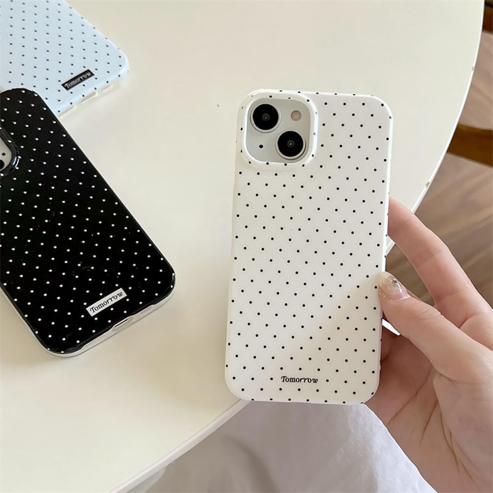 Compatible with iPhone 13/iPhone 14 Case with Cute Fashion Polka Dot Aesthetics Design Simple Cases for Soft TPU Slim Protection Cover-Lemon-Yellow - Colors A