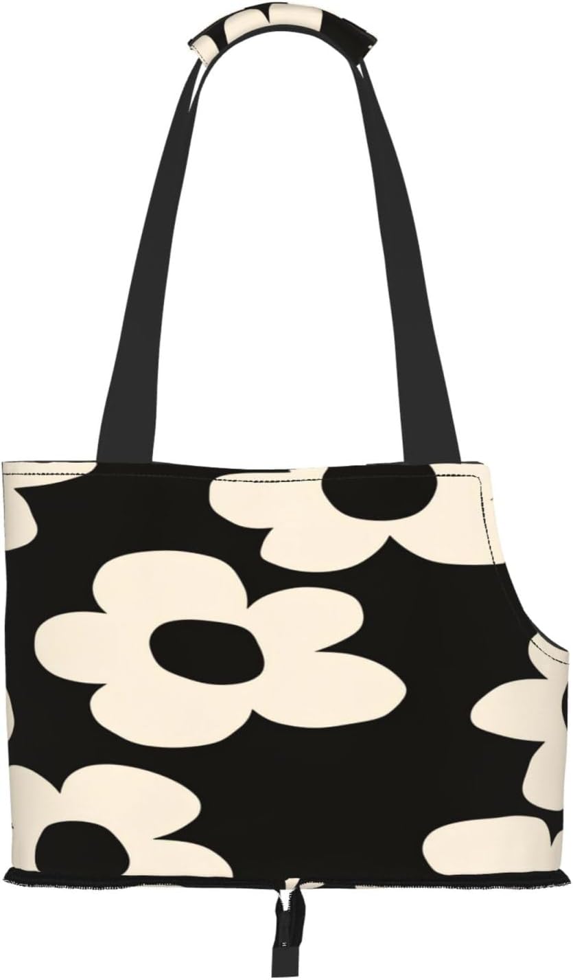 Daisies On Yellow Background Portable Pet Carrier Bag Foldable Shoulder Travel Cat Dog Carrier