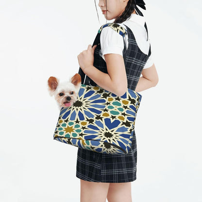 Daisies On Yellow Background Portable Pet Carrier Bag Foldable Shoulder Travel Cat Dog Carrier