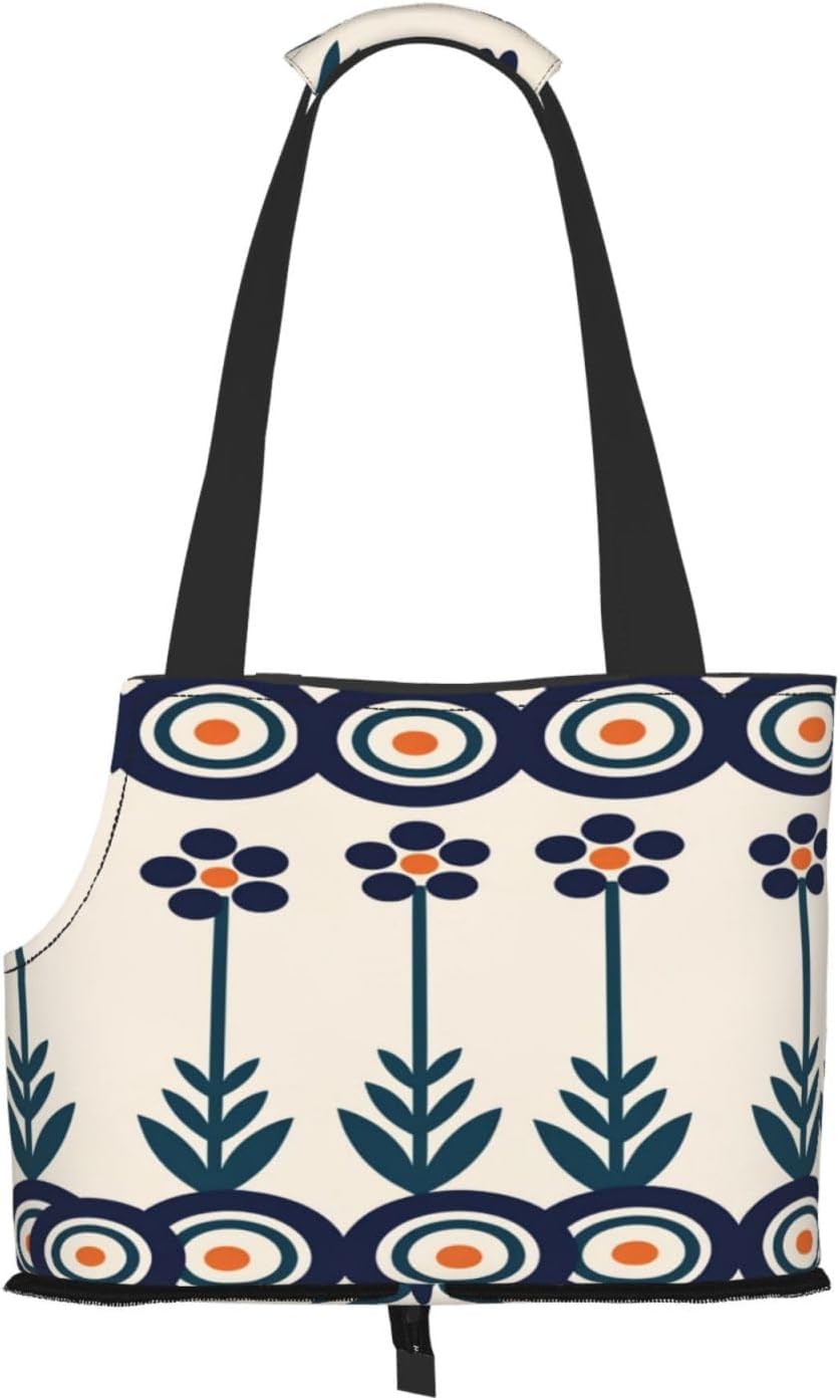 Daisies On Yellow Background Portable Pet Carrier Bag Foldable Shoulder Travel Cat Dog Carrier