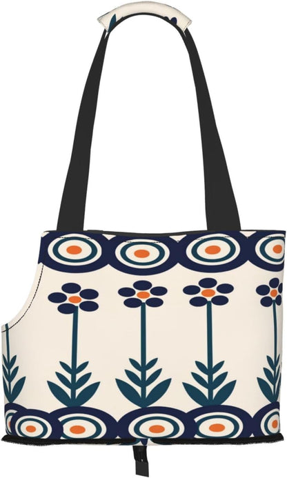 Daisies On Yellow Background Portable Pet Carrier Bag Foldable Shoulder Travel Cat Dog Carrier