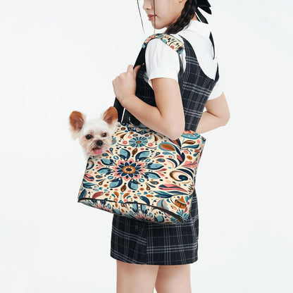 Daisies On Yellow Background Portable Pet Carrier Bag Foldable Shoulder Travel Cat Dog Carrier