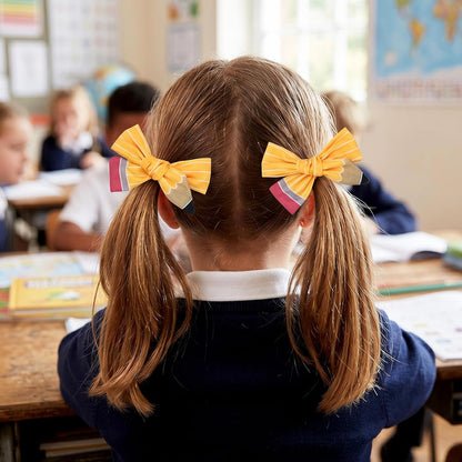 Cute Pencil Hair Bows for Women Girls Back to School Yellow Hair Clips for Teacher Educator Appreciation Gifts Graduation Handmade Barrettes First Day of School Hair Accessories Supplies 2Pcs