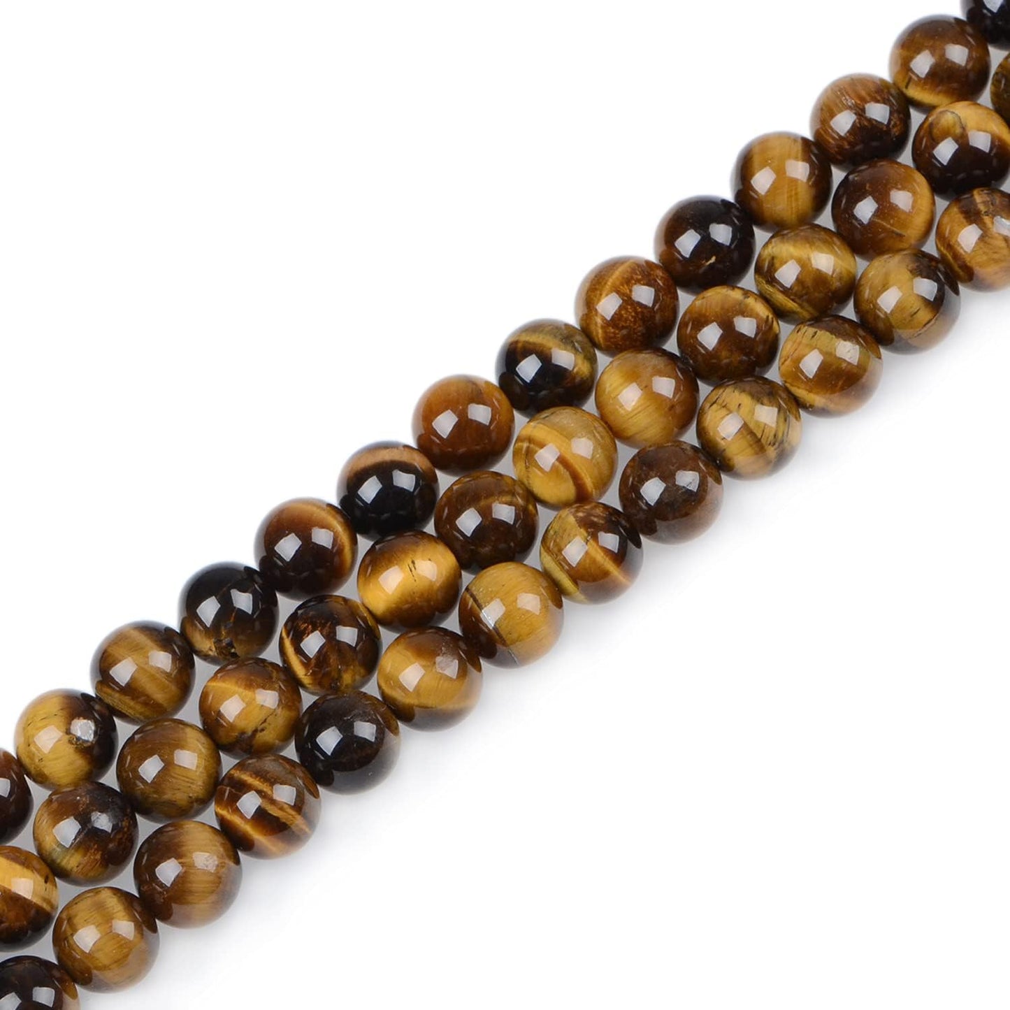 200pcs Natural Crystal Beads Stone Gemstone Round Energy Healing Loose Beads with Stretch Cord for Jewelry Making Bracelets Anklets (Yellow Tiger Eye's, 4MM)