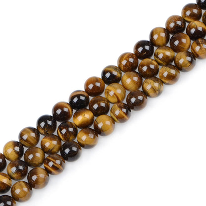 200pcs Natural Crystal Beads Stone Gemstone Round Energy Healing Loose Beads with Stretch Cord for Jewelry Making Bracelets Anklets (Yellow Tiger Eye's, 4MM)