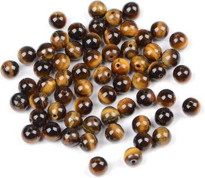 200pcs Natural Crystal Beads Stone Gemstone Round Energy Healing Loose Beads with Stretch Cord for Jewelry Making Bracelets Anklets (Yellow Tiger Eye's, 4MM)