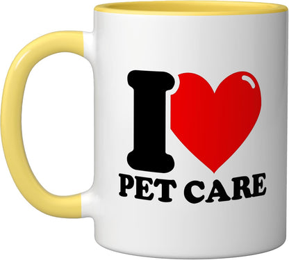 I love pet care Ceramic Mug, Yellow/White