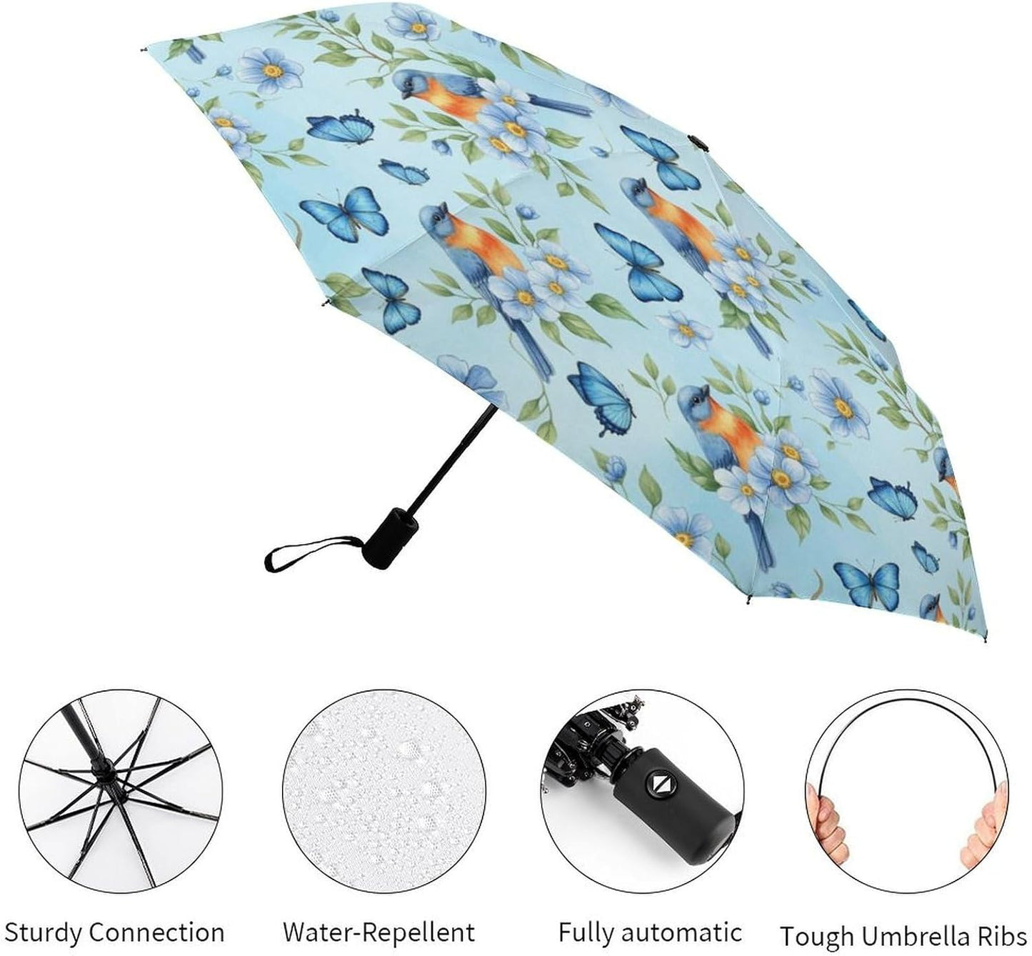 Windproof Rainproof Travel Umbrella Auto Open And Close Button For Women Men, Golf Umbrellas With Black Glue Anti UV Coating, Rain Wind Umbrellas For Business, Travels Summer Wedding