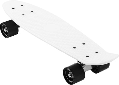 Quip Mini Cruiser Skateboard 22.5" Classic Retro Plastic Cruiser Complete Skateboard with ABEC 7 Bearings and PU Wheels Compact Board w/Grippy, Molded Waffle Deck