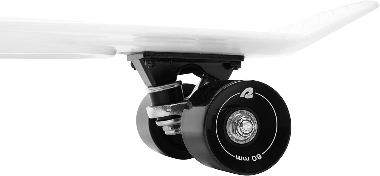 Quip Mini Cruiser Skateboard 22.5" Classic Retro Plastic Cruiser Complete Skateboard with ABEC 7 Bearings and PU Wheels Compact Board w/Grippy, Molded Waffle Deck