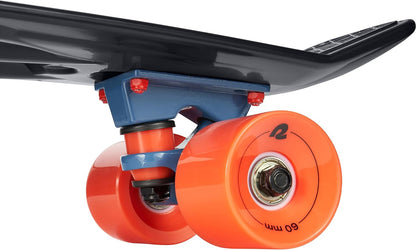 Quip Mini Cruiser Skateboard 22.5" Classic Retro Plastic Cruiser Complete Skateboard with ABEC 7 Bearings and PU Wheels Compact Board w/Grippy, Molded Waffle Deck