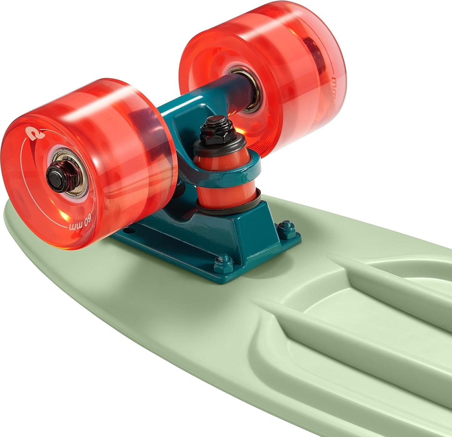 Quip Mini Cruiser Skateboard 22.5" Classic Retro Plastic Cruiser Complete Skateboard with ABEC 7 Bearings and PU Wheels Compact Board w/Grippy, Molded Waffle Deck