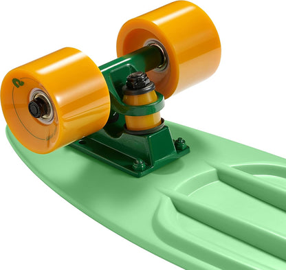 Quip Mini Cruiser Skateboard 22.5" Classic Retro Plastic Cruiser Complete Skateboard with ABEC 7 Bearings and PU Wheels Compact Board w/Grippy, Molded Waffle Deck