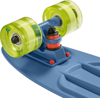 Quip Mini Cruiser Skateboard 22.5" Classic Retro Plastic Cruiser Complete Skateboard with ABEC 7 Bearings and PU Wheels Compact Board w/Grippy, Molded Waffle Deck