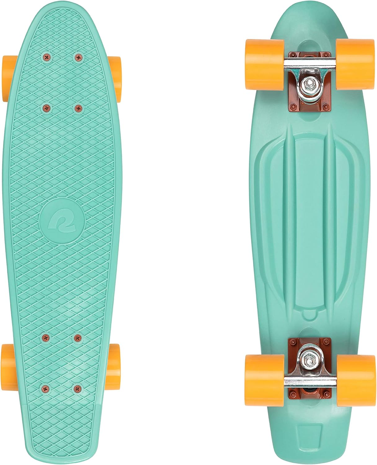 Quip Mini Cruiser Skateboard 22.5" Classic Retro Plastic Cruiser Complete Skateboard with ABEC 7 Bearings and PU Wheels Compact Board w/Grippy, Molded Waffle Deck