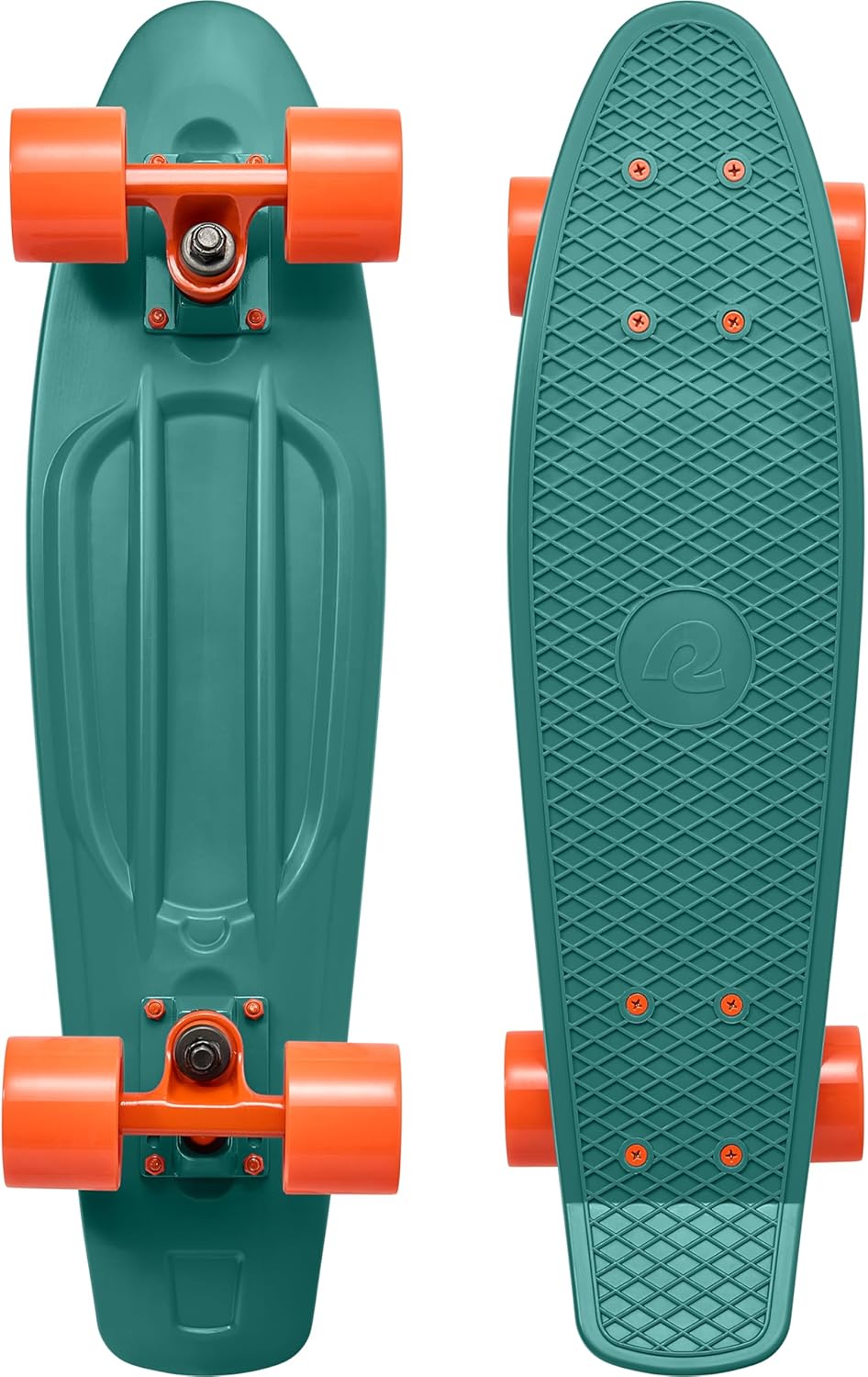 Quip Mini Cruiser Skateboard 22.5" Classic Retro Plastic Cruiser Complete Skateboard with ABEC 7 Bearings and PU Wheels Compact Board w/Grippy, Molded Waffle Deck
