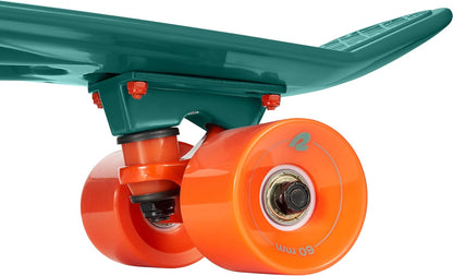 Quip Mini Cruiser Skateboard 22.5" Classic Retro Plastic Cruiser Complete Skateboard with ABEC 7 Bearings and PU Wheels Compact Board w/Grippy, Molded Waffle Deck