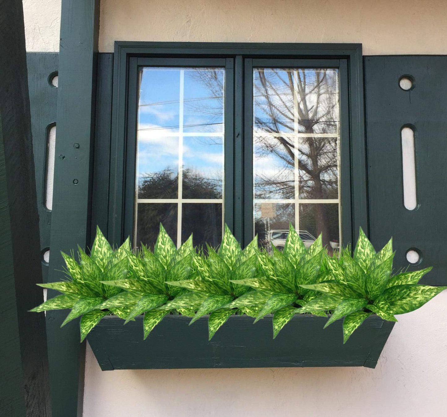 Artificial Plants Outdoor, Fake Plant Décor Shrubs Faux Grass Plastic Leaves Greenery Bushes Home Garden Wedding Party Decorations Indoor Office Yard Verandah Planter Filler - Yellow 2 Pack
