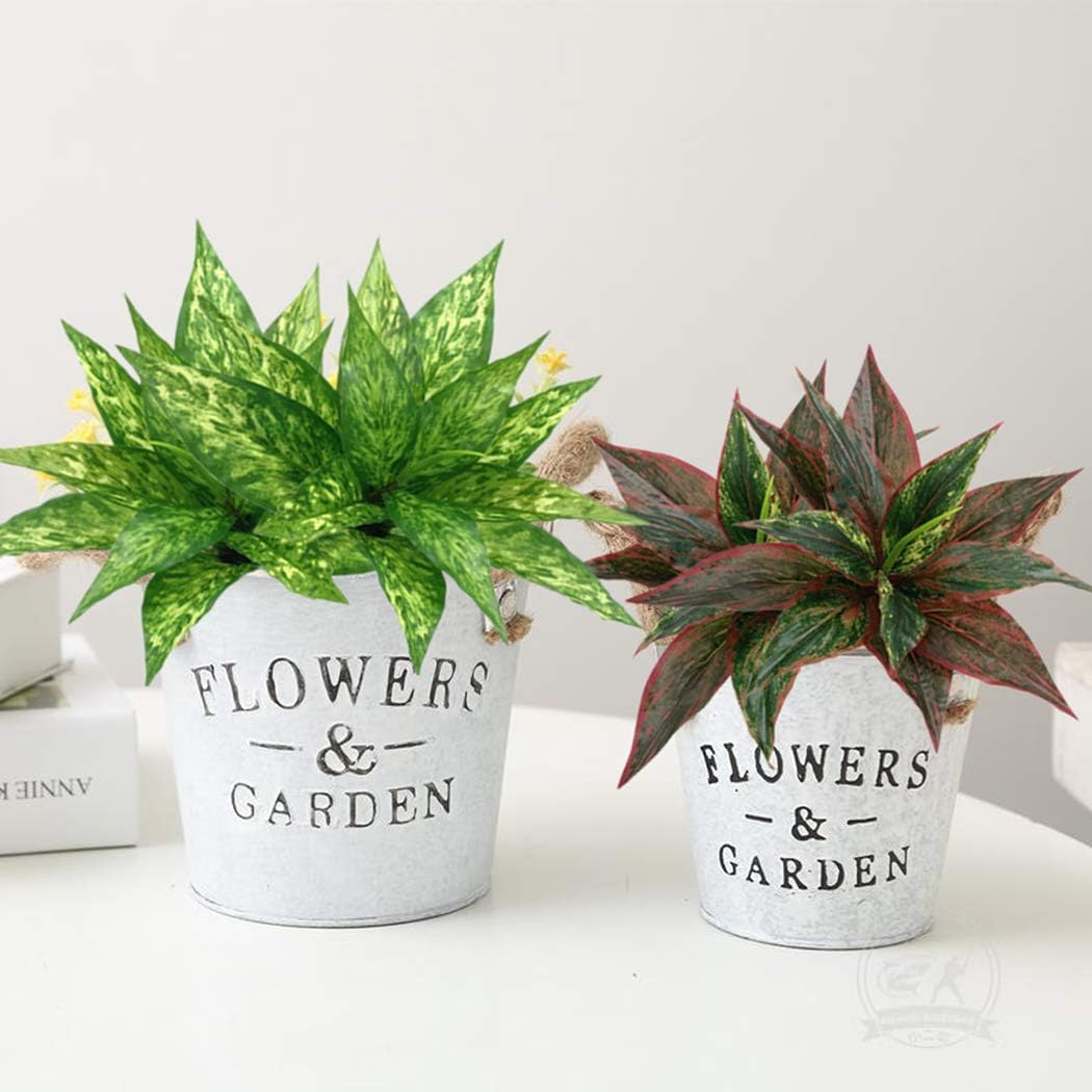 Artificial Plants Outdoor, Fake Plant Décor Shrubs Faux Grass Plastic Leaves Greenery Bushes Home Garden Wedding Party Decorations Indoor Office Yard Verandah Planter Filler - Yellow 2 Pack