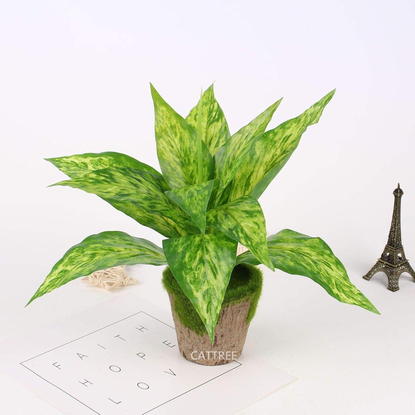 Artificial Plants Outdoor, Fake Plant Décor Shrubs Faux Grass Plastic Leaves Greenery Bushes Home Garden Wedding Party Decorations Indoor Office Yard Verandah Planter Filler - Yellow 2 Pack