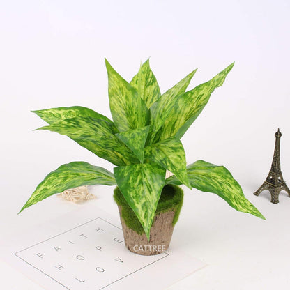 Artificial Plants Outdoor, Fake Plant Décor Shrubs Faux Grass Plastic Leaves Greenery Bushes Home Garden Wedding Party Decorations Indoor Office Yard Verandah Planter Filler - Yellow 2 Pack