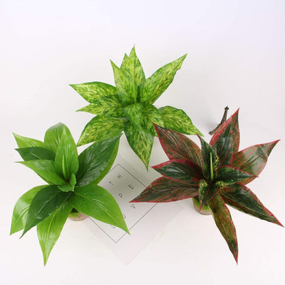 Artificial Plants Outdoor, Fake Plant Décor Shrubs Faux Grass Plastic Leaves Greenery Bushes Home Garden Wedding Party Decorations Indoor Office Yard Verandah Planter Filler - Yellow 2 Pack