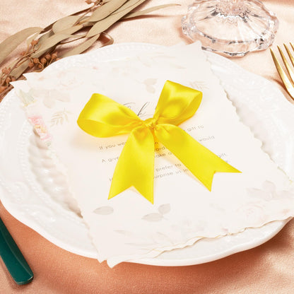 Yellow Gift Wrap Bows 60pcs 3.5 Inch Pre-Tied Satin Bows with Strong Adhesive for Spring Decor, Easter, Birthday Party & Baby Shower