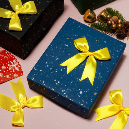 Yellow Gift Wrap Bows 60pcs 3.5 Inch Pre-Tied Satin Bows with Strong Adhesive for Spring Decor, Easter, Birthday Party & Baby Shower