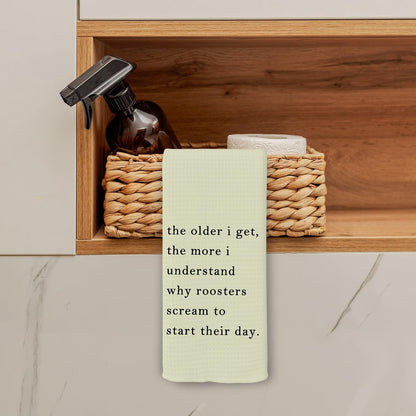 Funny Sarcastic Humorous Kitchen Towels Decor - Funny Dish Towel with Saying Hand Tea Towels, Light Yellow Hostess Friend Gifts Dish Towel Dishcloths Decorations for Kitchen, 16"x24"
