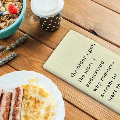 Funny Sarcastic Humorous Kitchen Towels Decor - Funny Dish Towel with Saying Hand Tea Towels, Light Yellow Hostess Friend Gifts Dish Towel Dishcloths Decorations for Kitchen, 16"x24"