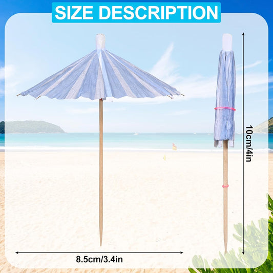 150 Pcs Drink Umbrellas Cocktail Picks Vertical Stripes Style Mini Umbrella for Drink Paper Parasol Cocktail Stick with Wood Toothpick for Summer Hawaiian Party Decor Cupcake Topper(5 Color)
