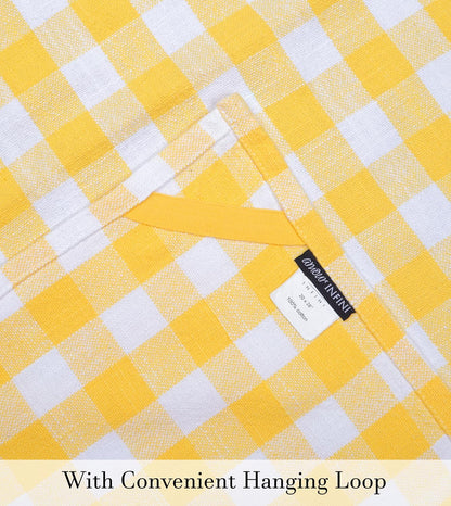 Kitchen Towels Set of 4 Buffalo Checks Yellow/White Kitchen Towels 20X28 Inches 100% Cotton Highly Absorbent Kitchen Towels Premium Quality Ultra Soft Mitered Corners KitchenTowels